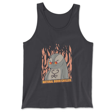 Natural Born Chiller Men/Unisex Tank in Dark Grey color